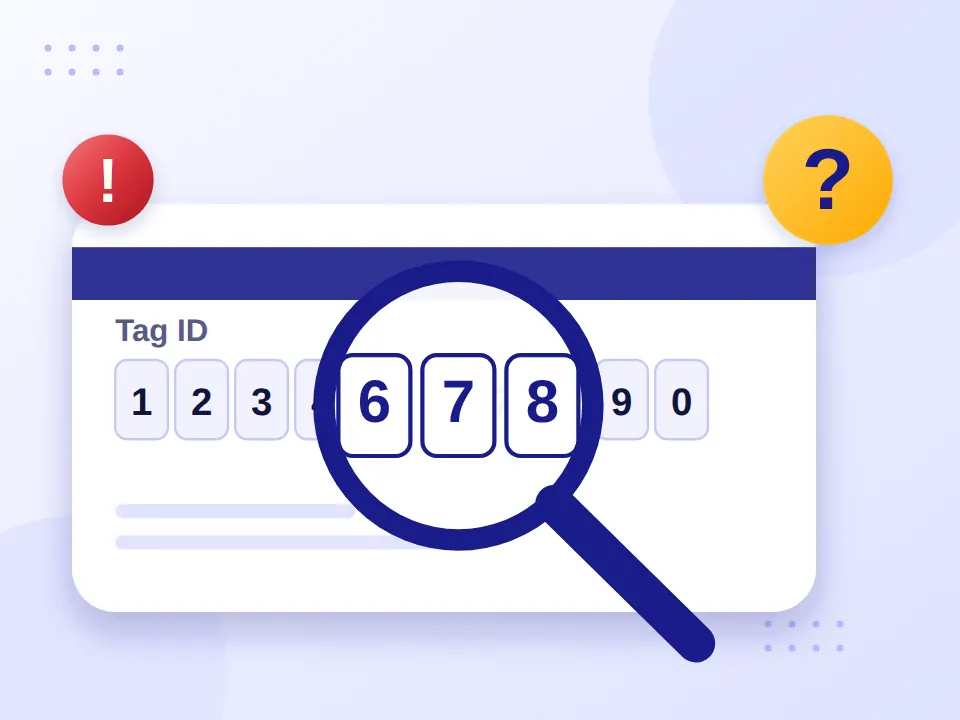 Home 25 Magnifying glass over the 10-digit Tag ID on the back of a NOL card